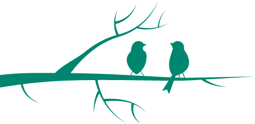 Illustratie van twee vogels op een tak